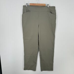 Chicos Pants 3 Womens XL Gray Green Fabulously Slimming Perfect Stretch Slim Leg